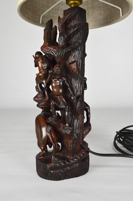 Carved Ebony Table Lamp, 1950s-XNH-564548