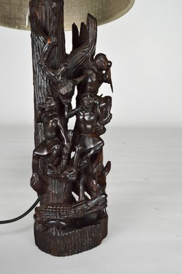 Carved Ebony Table Lamp, 1950s-XNH-564548