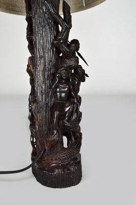 Carved Ebony Table Lamp, 1950s-XNH-564548