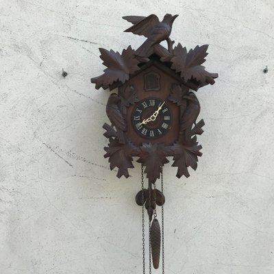 Carved Large Cuckoo Clock with Birds, 1940s-WQQ-1315090