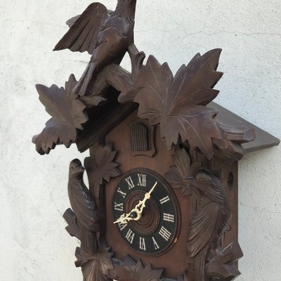 Carved Large Cuckoo Clock with Birds, 1940s-WQQ-1315090