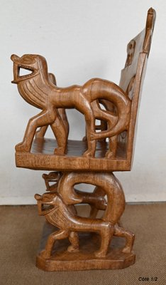 Carved Mahogany Chair, 1950s-RVK-1440776