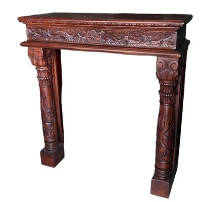 Carved Mahogany Fireplace Surround-TCS-1794303