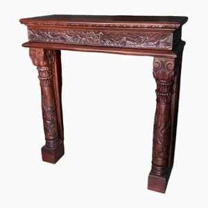 Carved Mahogany Fireplace Surround-TCS-1794303