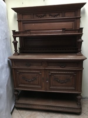 Carved Oak Chest of Drawers with Extension, 1920s-WQQ-1240895