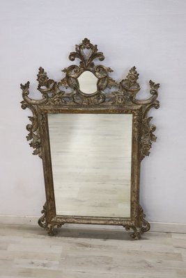 Carved & Silvered Wood Wall Mirror, 1910s-DCO-1250407