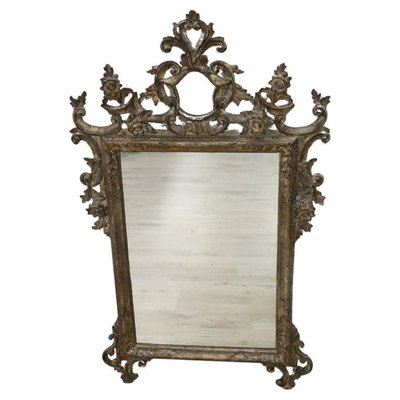 Carved & Silvered Wood Wall Mirror, 1910s-DCO-1250407