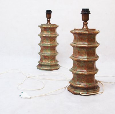 Carved Table Lamps from Palladio, Italy, 1970s, Set of 2-LCV-1437864