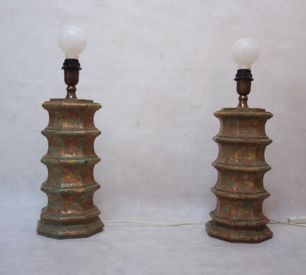 Carved Table Lamps from Palladio, Italy, 1970s, Set of 2-LCV-1437864