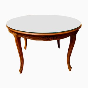 Carved Walnut Coffee Table with Glass Top, 1960s-NUO-833551