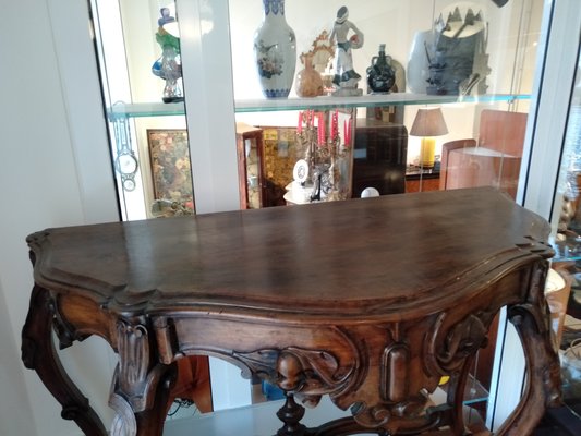 Carved Walnut Console Table, 1800s-ZFY-1153494