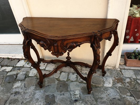 Carved Walnut Console Table, 1800s-ZFY-1153494