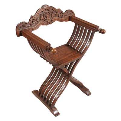 Carved Walnut Desk Chair by Michele Bonciani, 1930s-NJV-585662