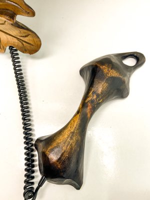 Carved Wood Black Forest Wall Sculpture Telephone with Bird, 1920s-WZZ-1702719