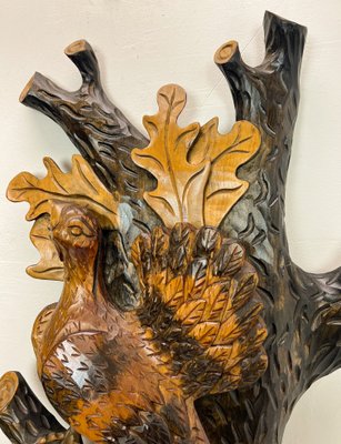 Carved Wood Black Forest Wall Sculpture Telephone with Bird, 1920s-WZZ-1702719