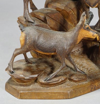 Carved Wood Chamois Family by Ernst Heissl, 1900s-KJP-1149361