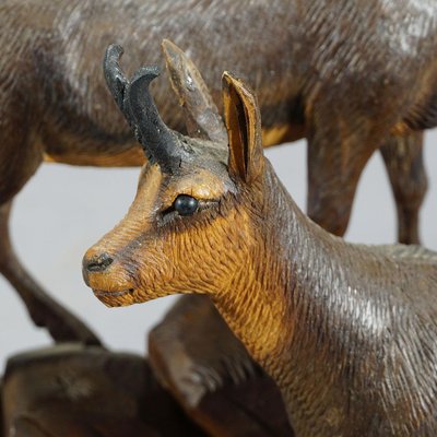 Carved Wood Chamois Family by Ernst Heissl, 1900s-KJP-1149361