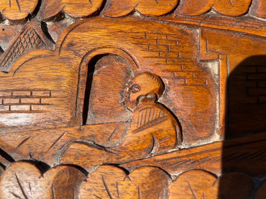 Carved Wood Chinese Box with Decor Pattern, China, 1900s-UR-1320845