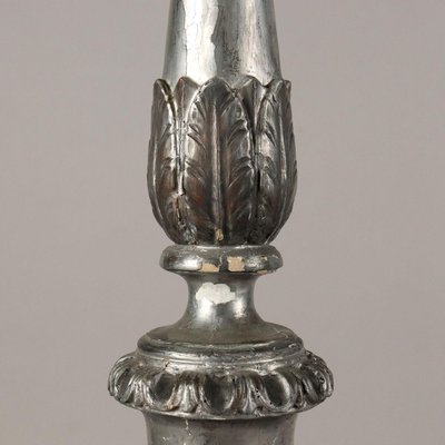 Carved Wood & Silver Candleholder-VMM-1784635