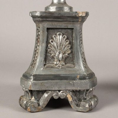 Carved Wood & Silver Candleholder-VMM-1784635