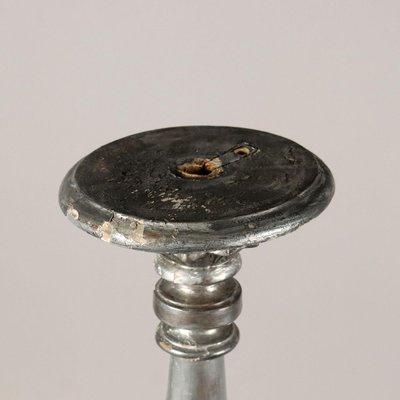 Carved Wood & Silver Candleholder-VMM-1784635