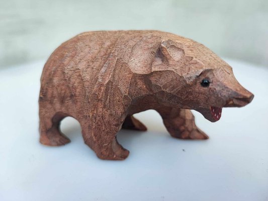 Carved Wooden Bear Figure, 1920s-1940s-CAQ-2040491