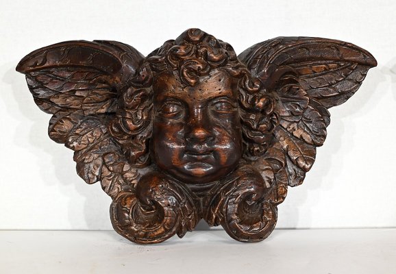 Carved Wooden Cherubs, Late 19th Century, Set of 2-RVK-1395825