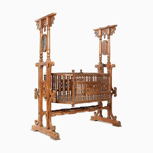 Carved Wooden Cradle, 1920s-NQ-738388