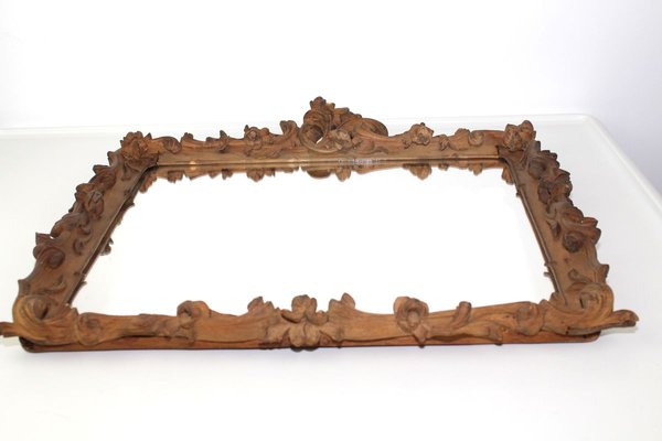 Carved Wooden Frame with Mirror, 1880s-ZWH-971591