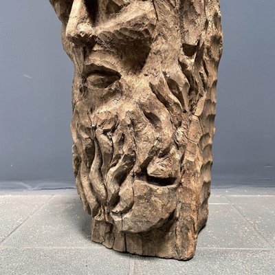 Carved Wooden Head of Man with Beard-NPL-1327896