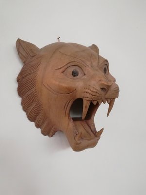 Carved Wooden Mask of Roaring Tiger-UIW-1296145