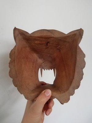 Carved Wooden Mask of Roaring Tiger-UIW-1296145