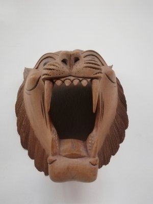 Carved Wooden Mask of Roaring Tiger-UIW-1296145