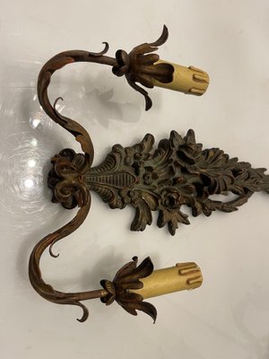 Carved Wooden Sconces, 1940s, Set of 2-JJC-1774591