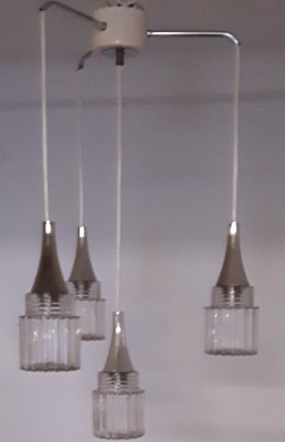 Cascade Ceiling Lamp with 4 Glass Shades, 1970s-HOI-824097