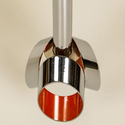 Cascade Fixture with Six Chrome and Orange Pendants in Raak Style, 1970s-VDW-1059460