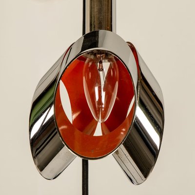 Cascade Fixture with Six Chrome and Orange Pendants in Raak Style, 1970s-VDW-1059460