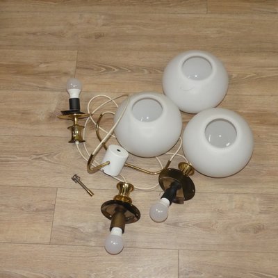 Cascade Lamps in Opal Glass and Brass, 1970s-AFE-1794618