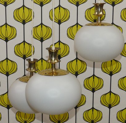 Cascade Lamps in Opal Glass and Brass, 1970s-AFE-1794618