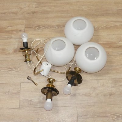 Cascade Lamps in Opal Glass and Brass, 1970s-AFE-1794618