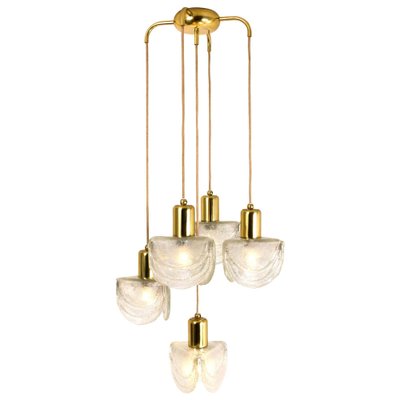 Cascading Textured Glass and Brass Chandelier, Austria, 1960s-VDW-991430