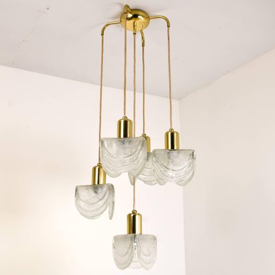 Cascading Textured Glass and Brass Chandelier, Austria, 1960s-VDW-991430