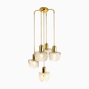 Cascading Textured Glass and Brass Chandelier, Austria, 1960s-VDW-991430