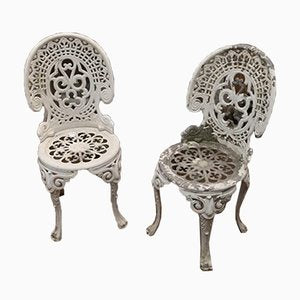 Cast Aluminium Garden Chairs with Original Paint, Set of 2-BA-697568