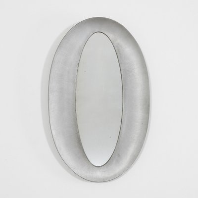 Cast Aluminum Frame Oval Mirror from by Burchiellaro Lorenzo, 1960s-FWM-1451237