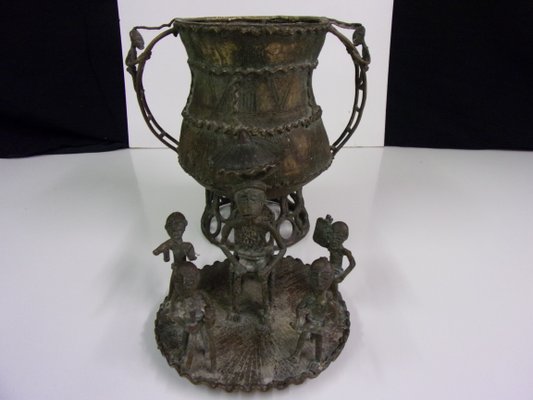 Cast Bronze Lidded Gold Pot from Ashanti Tribe-SHD-796203