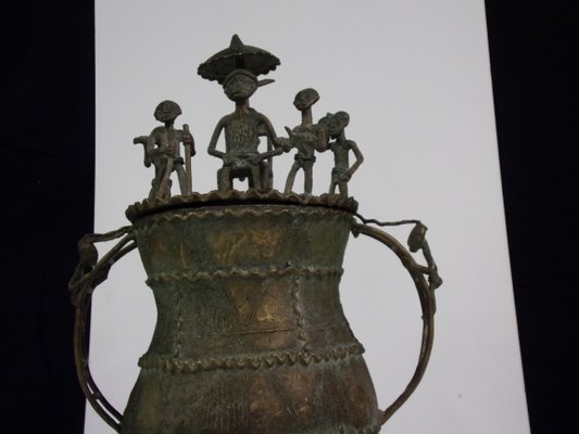 Cast Bronze Lidded Gold Pot from Ashanti Tribe-SHD-796203