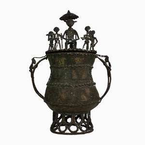 Cast Bronze Lidded Gold Pot from Ashanti Tribe-SHD-796203