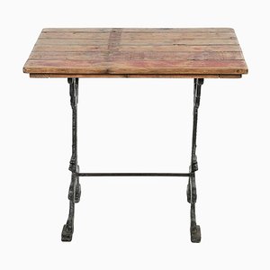 Cast Iron and Patinated Wood Bistro Table-NQ-1339447