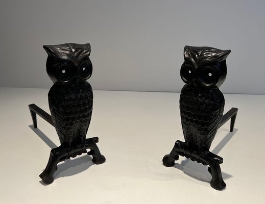 Cast Iron and Wrought Iron Chenets, 1970s, Set of 2-BA-1481477